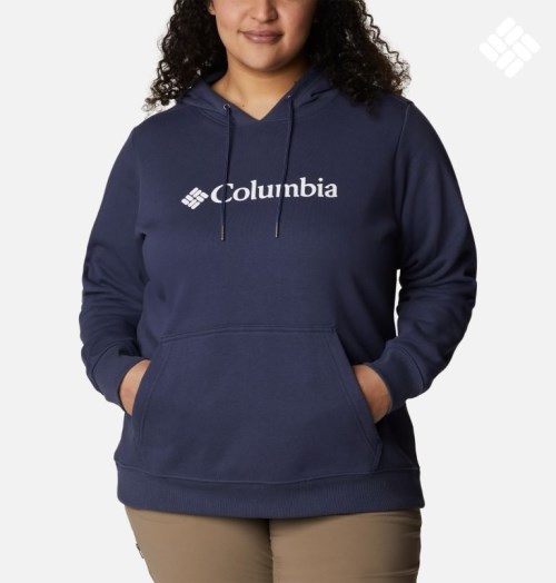 Hanorac Cu Gluga Columbia Logo Dama Bleumarin | Plus Size PJS98QZ1M